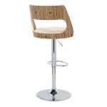 Cecina Mid-Century Modern Swivel Barstool Zebra Wood Cream (Set of 2)