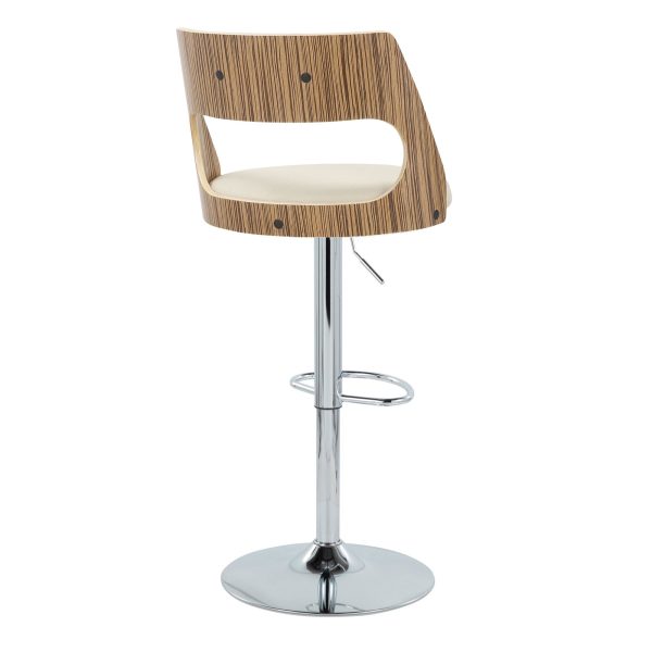 Cecina Mid Century Modern Swivel Barstool Zebra Wood Cream Set of 2 3