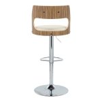 Cecina Mid-Century Modern Swivel Barstool Zebra Wood Cream (Set of 2)