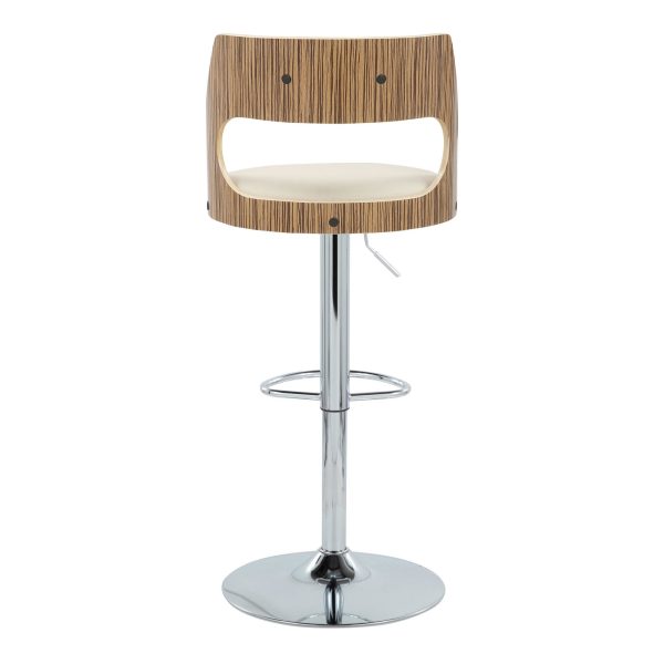 Cecina Mid Century Modern Swivel Barstool Zebra Wood Cream Set of 2 4