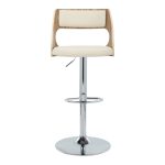 Cecina Mid-Century Modern Swivel Barstool Zebra Wood Cream (Set of 2)