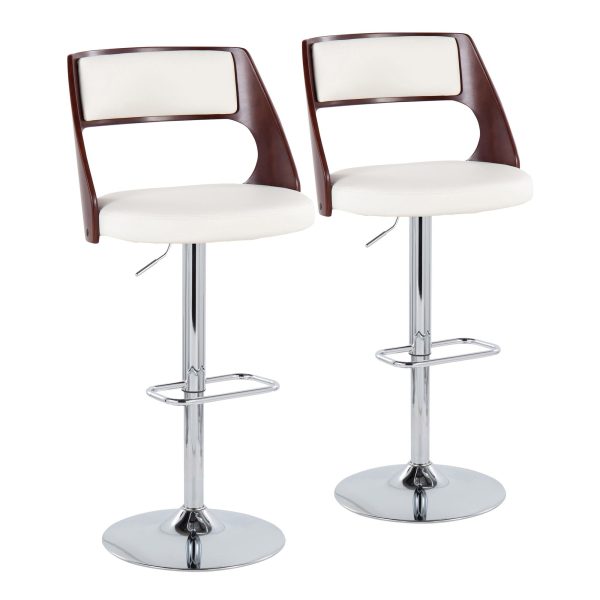 Cecina Mid Century Modern White Faux Leather Barstool Set of 2 2