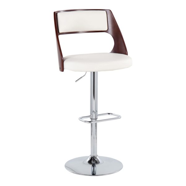 Cecina Mid Century Modern White Faux Leather Barstool Set of 2 3
