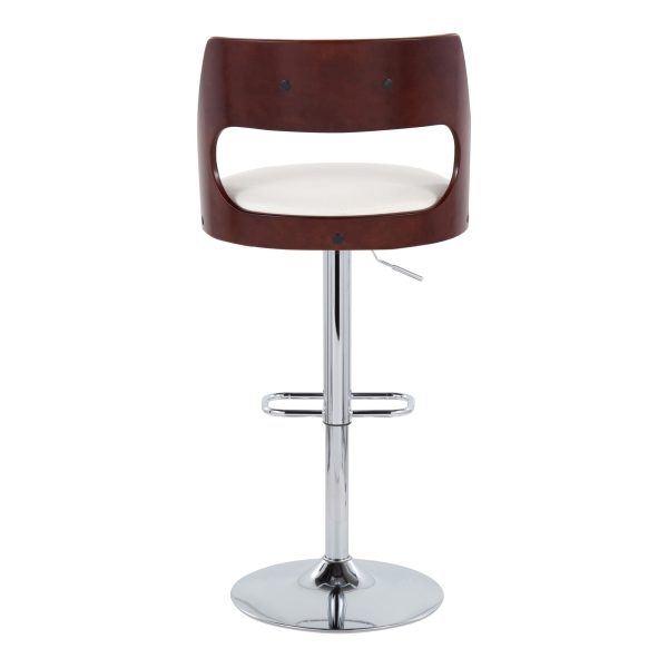 Cecina Mid Century Modern White Faux Leather Barstool Set of 2 6