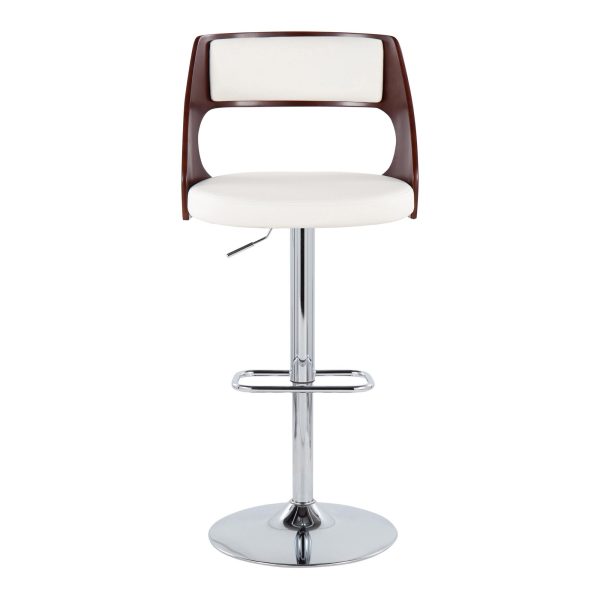 Cecina Mid Century Modern White Faux Leather Barstool Set of 2 7