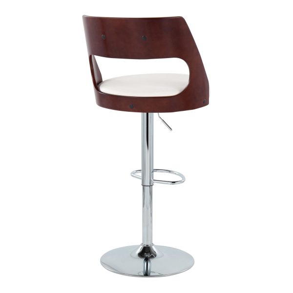Cecina Mid Century Modern White Faux Leather Barstool w Oval Footrest Set of 2 3