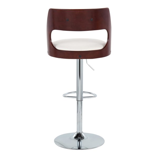 Cecina Mid Century Modern White Faux Leather Barstool w Oval Footrest Set of 2 4