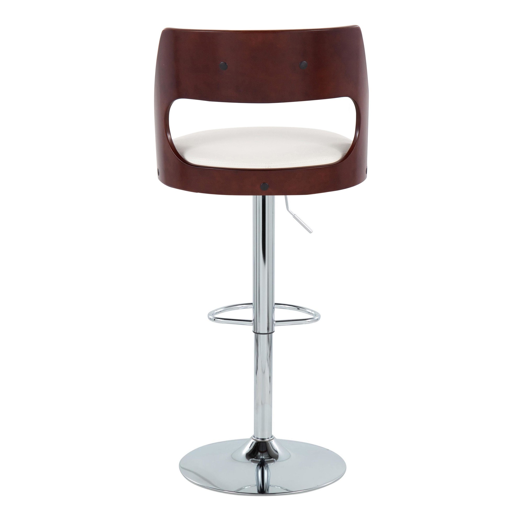 Cecina Mid-Century Modern White Faux Leather Barstool w/ Oval Footrest (Set of 2) 5 Cecina Mid-Century Modern White Faux Leather Barstool w/ Oval Footrest (Set of 2) - Image 5