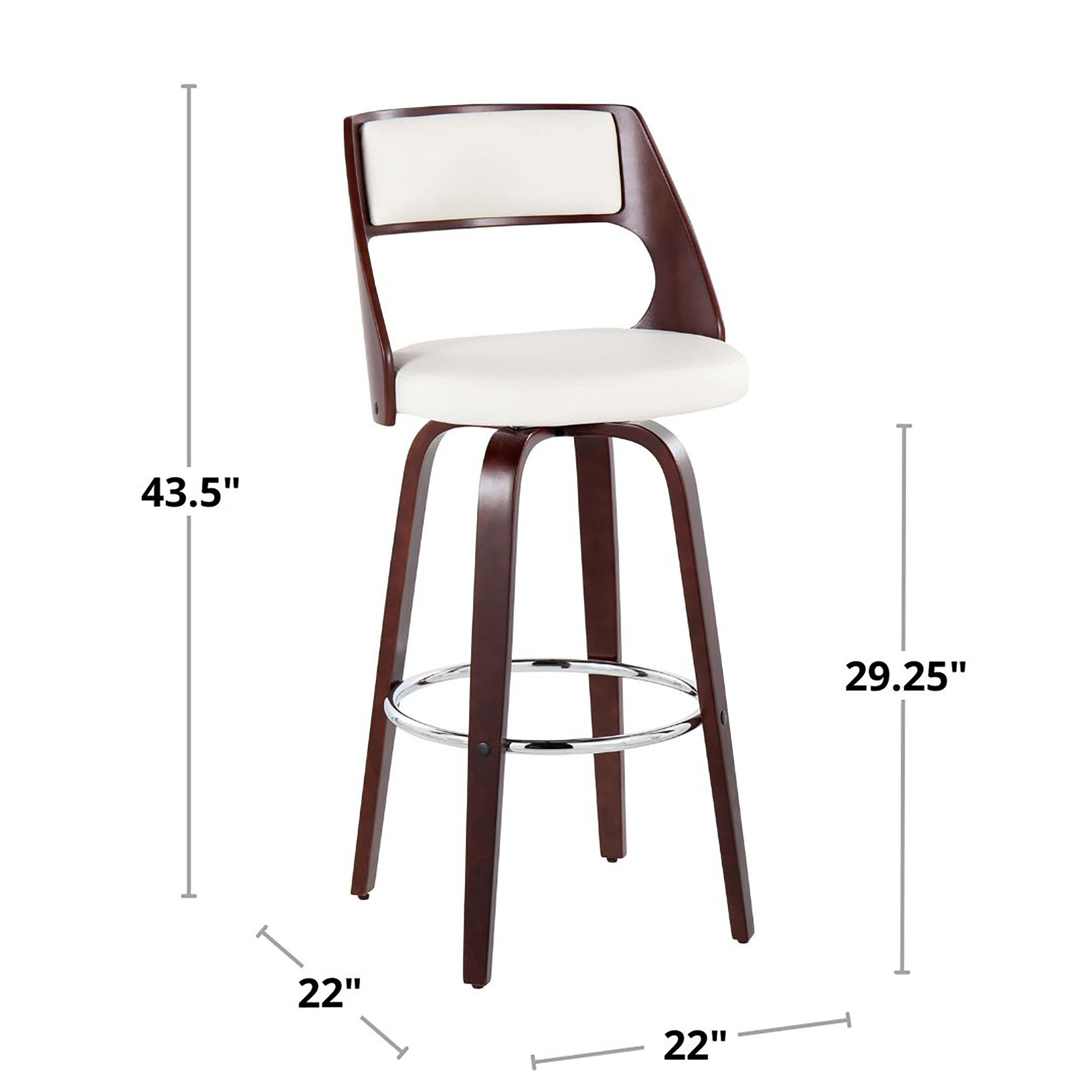 Cecina Mid-Century Walnut and Cream Swivel Barstools (Set of 2) 10 Cecina Mid-Century Walnut and Cream Swivel Barstools (Set of 2) - Image 10