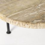 Cedric 15L x 15W x 6H Round Light Brown Wood w/ Black Metal Legs Decorative Display Stand