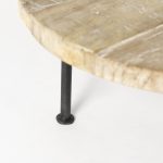 Cedric 15L x 15W x 6H Round Light Brown Wood w/ Black Metal Legs Decorative Display Stand