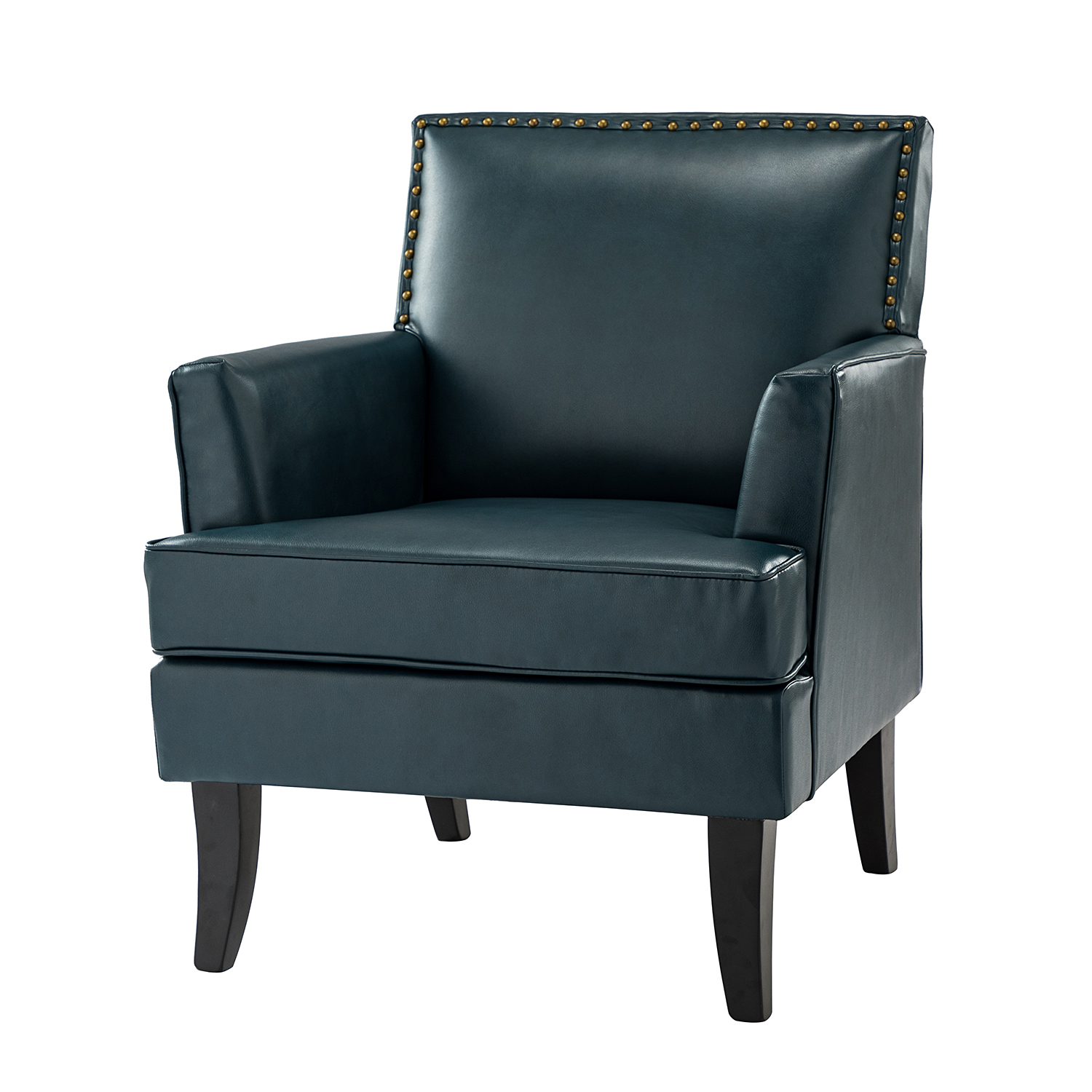 Celadon Brown Vegan Leather Nailhead Trim Accent Armchair 2 Celadon Brown Vegan Leather Nailhead Trim Accent Armchair - Image 2