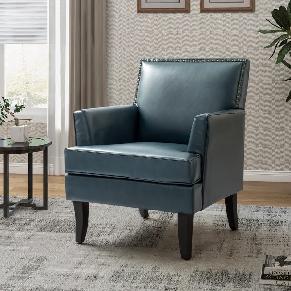 Celadon Brown Vegan Leather Nailhead Trim Accent Armchair