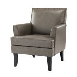 Celadon Grey Vegan Leather Nailhead Trim Accent Armchair 7 Celadon Grey Vegan Leather Nailhead Trim Accent Armchair