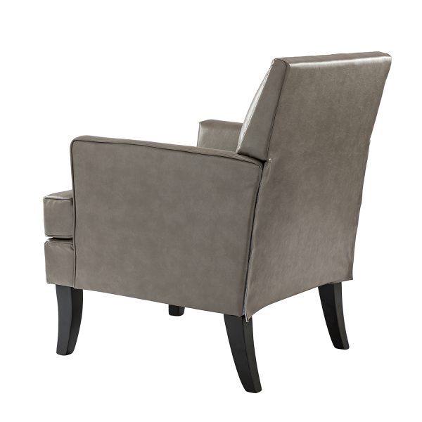 Celadon Grey Vegan Leather Nailhead Trim Accent Armchair 2
