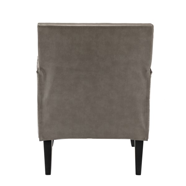 Celadon Grey Vegan Leather Nailhead Trim Accent Armchair 3