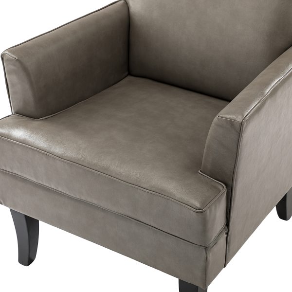 Celadon Grey Vegan Leather Nailhead Trim Accent Armchair 4