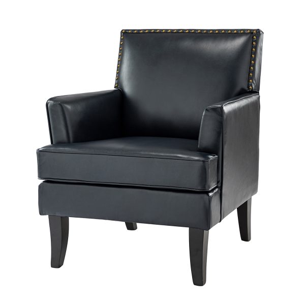 Celadon Navy Vegan Leather Nailhead Trim Accent Armchair 1