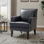 Celadon Navy Vegan Leather Nailhead Trim Accent Armchair 6 Celadon Navy Vegan Leather Nailhead Trim Accent Armchair