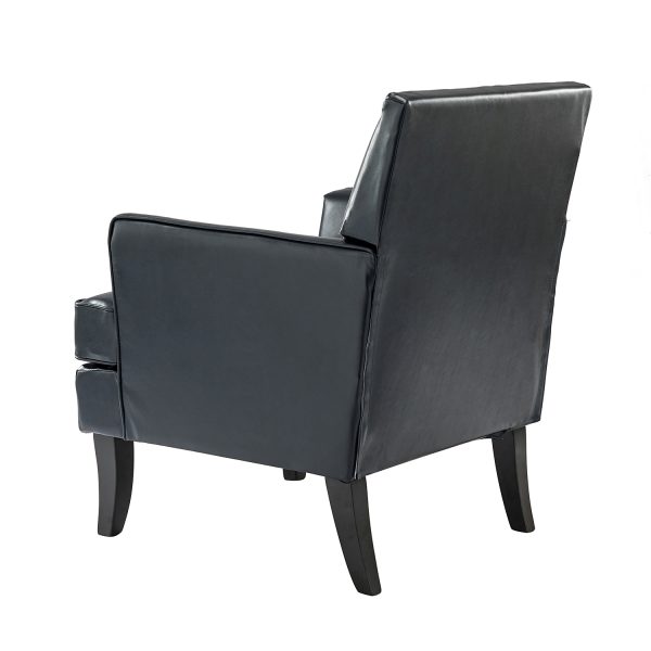 Celadon Navy Vegan Leather Nailhead Trim Accent Armchair 2