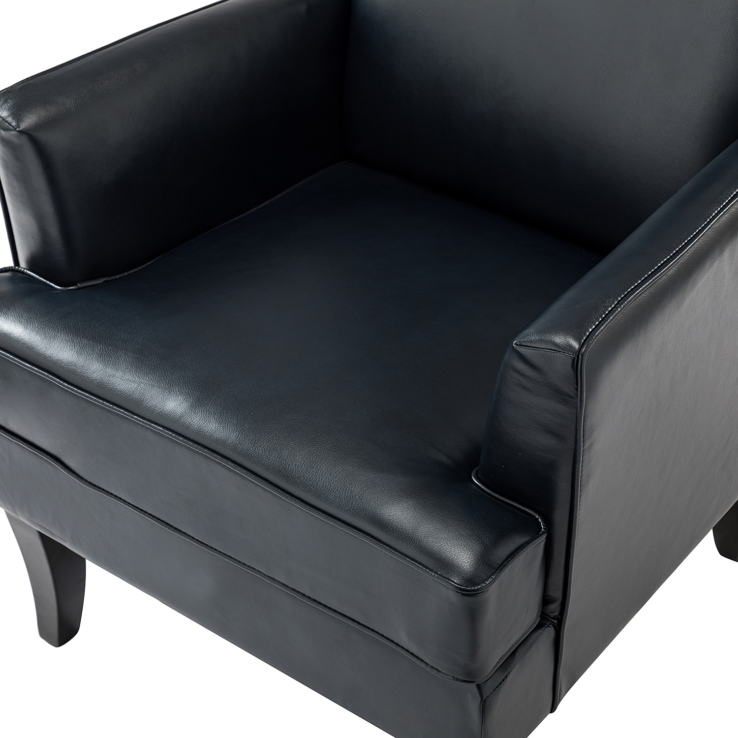 Celadon Navy Vegan Leather Nailhead Trim Accent Armchair 5 Celadon Navy Vegan Leather Nailhead Trim Accent Armchair - Image 5