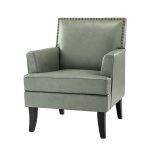 Celadon Sage Vegan Leather Nailhead Trim Armchair 7 Celadon Sage Vegan Leather Nailhead Trim Armchair