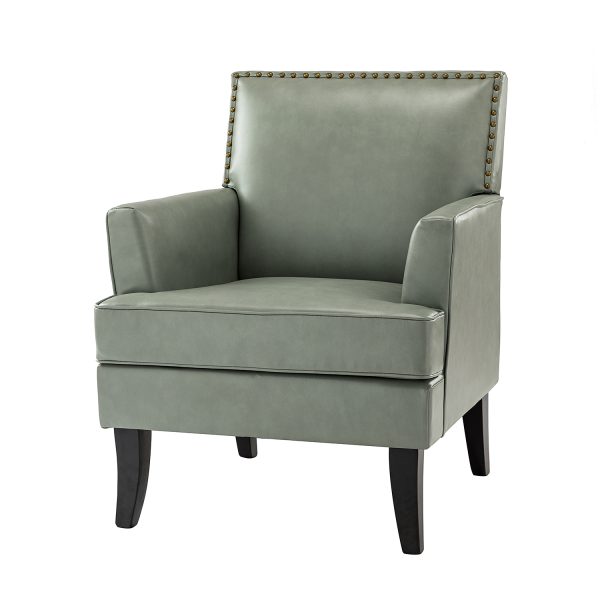 Celadon Sage Vegan Leather Nailhead Trim Armchair 1