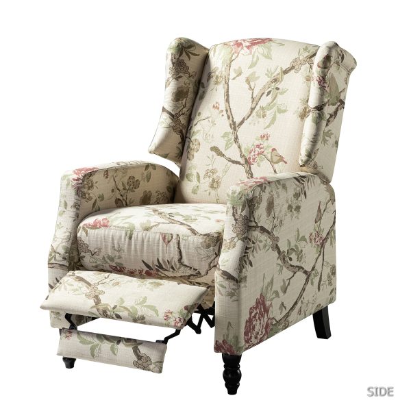 Celia Bird Print Wingback Push Back Recliner