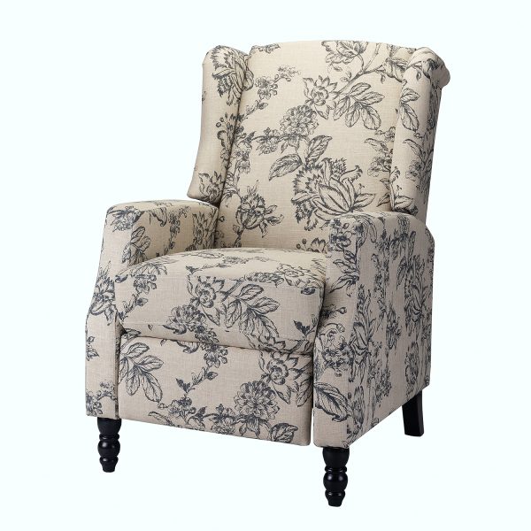 Celia Indigo Wingback Push Back Manual Recliner 1
