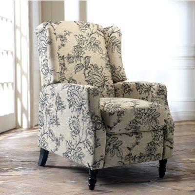 Celia Indigo Wingback Push Back Manual Recliner