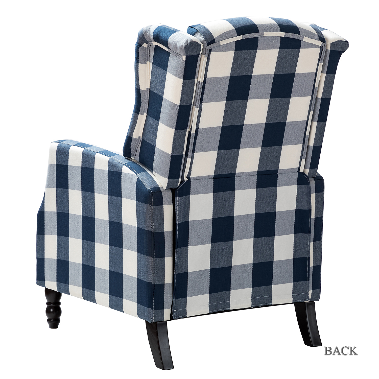 Celia Navy Wingback Buffalo Check Push-Back Recliner 3 Celia Navy Wingback Buffalo Check Push-Back Recliner - Image 3