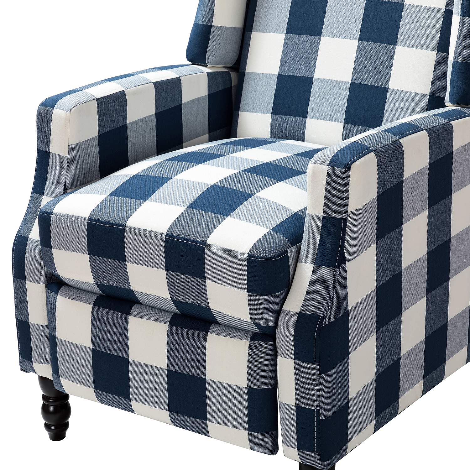Celia Navy Wingback Buffalo Check Push-Back Recliner 5 Celia Navy Wingback Buffalo Check Push-Back Recliner - Image 5
