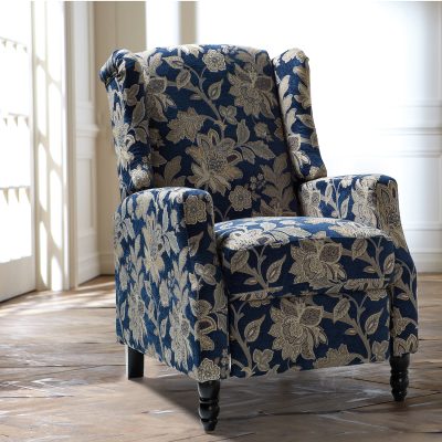 Celia Wingback Push-Back Recliner, Buffalo Check or Floral