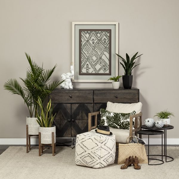 Chakra 19.7 Set of Two Round Dark Wood Top Black Frame Accent Tables 1