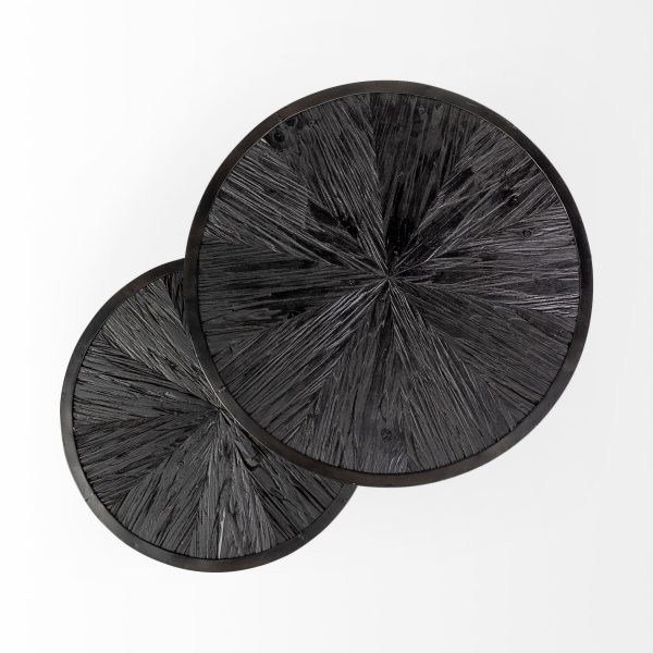 Chakra 19.7 Set of Two Round Dark Wood Top Black Frame Accent Tables 7