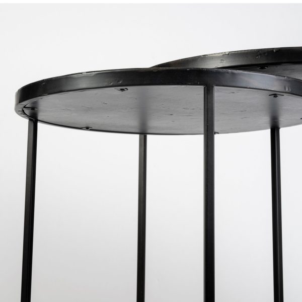 Chakra 19.7 Set of Two Round Dark Wood Top Black Frame Accent Tables 9