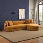 Cognac Boucle L-Shaped Sectional Sofa with Chaise 8 Cognac Boucle L-Shaped Sectional Sofa with Chaise