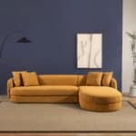 Cognac Boucle L-Shaped Sectional Sofa with Chaise 7 Cognac Boucle L-Shaped Sectional Sofa with Chaise