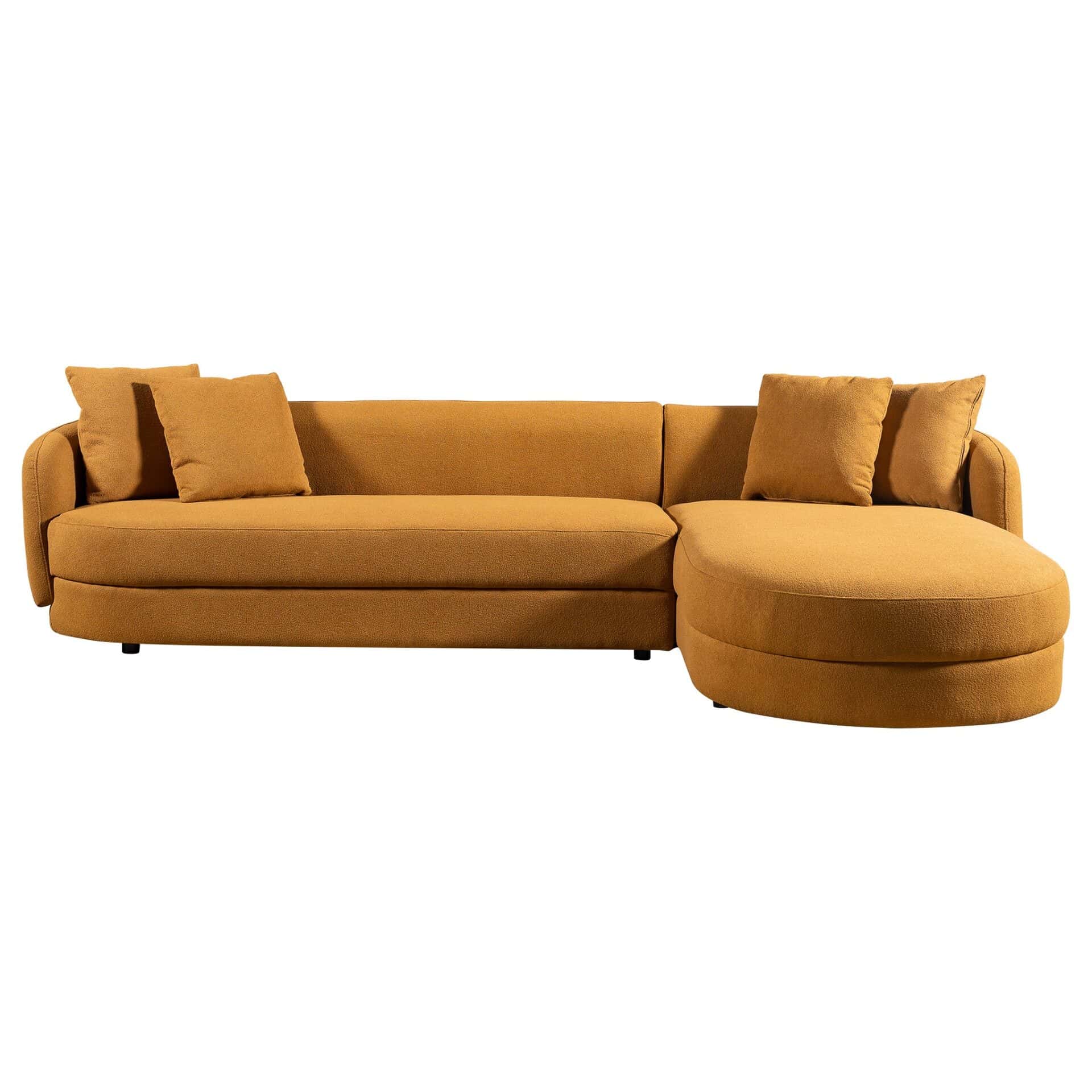 Cognac Boucle L-Shaped Sectional Sofa with Chaise 1 Cognac Boucle L-Shaped Sectional Sofa with Chaise