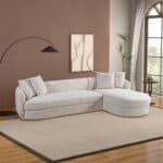 Cream Boucle L-Shaped Sectional Sofa with Chaise 8 Cream Boucle L-Shaped Sectional Sofa with Chaise