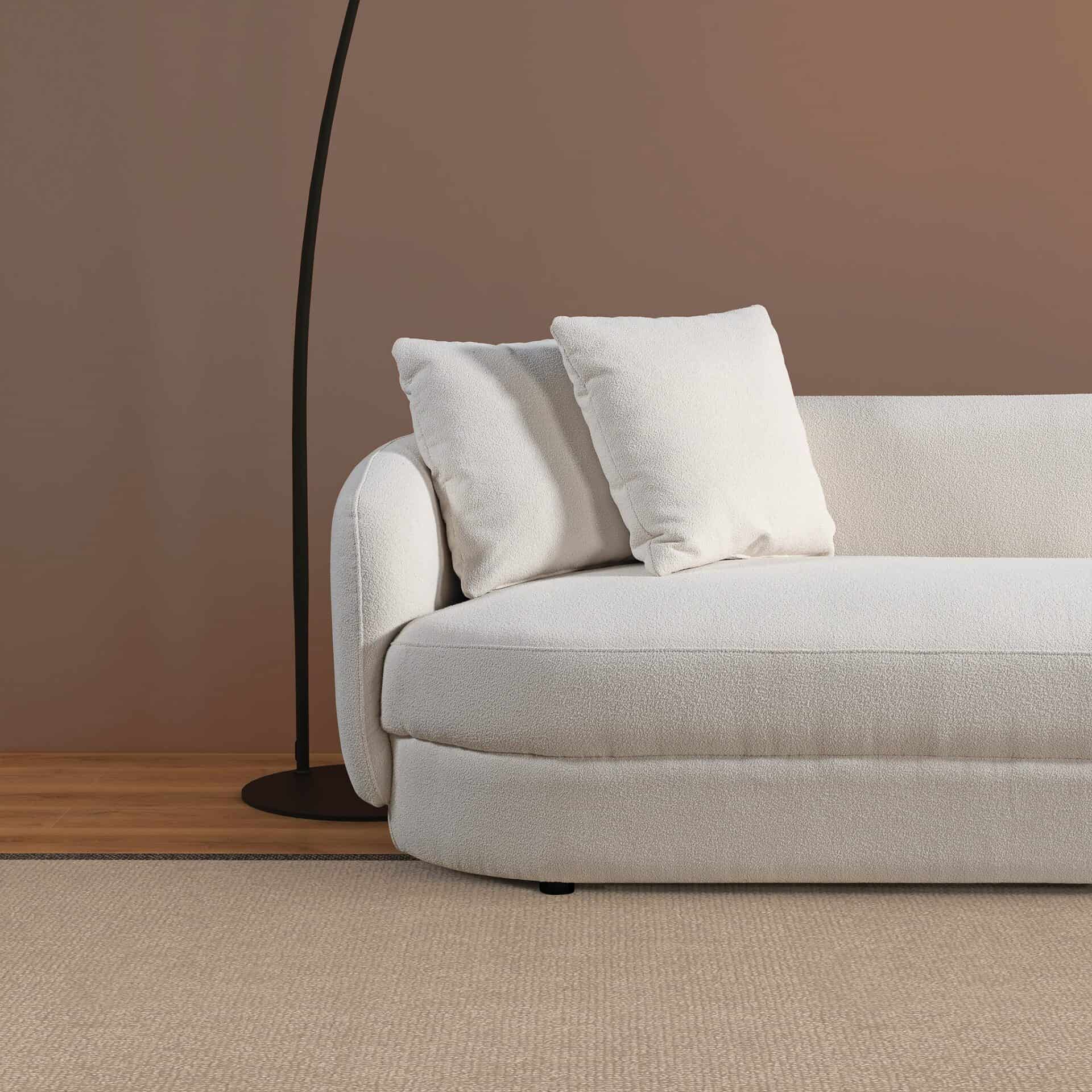 Cream Boucle L-Shaped Sectional Sofa with Chaise 5 Cream Boucle L-Shaped Sectional Sofa with Chaise - Image 5