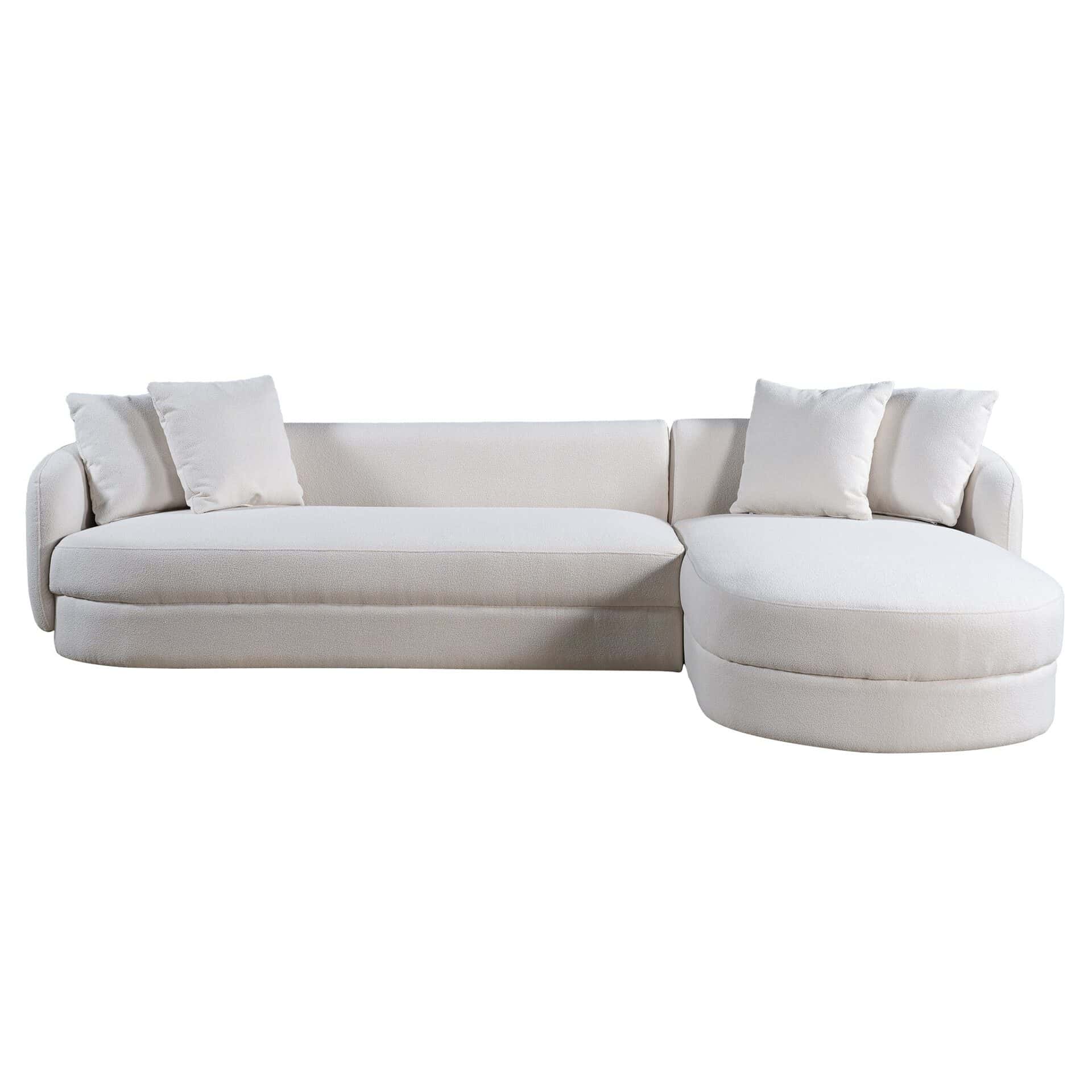 Cream Boucle L-Shaped Sectional Sofa with Chaise 1 Cream Boucle L-Shaped Sectional Sofa with Chaise