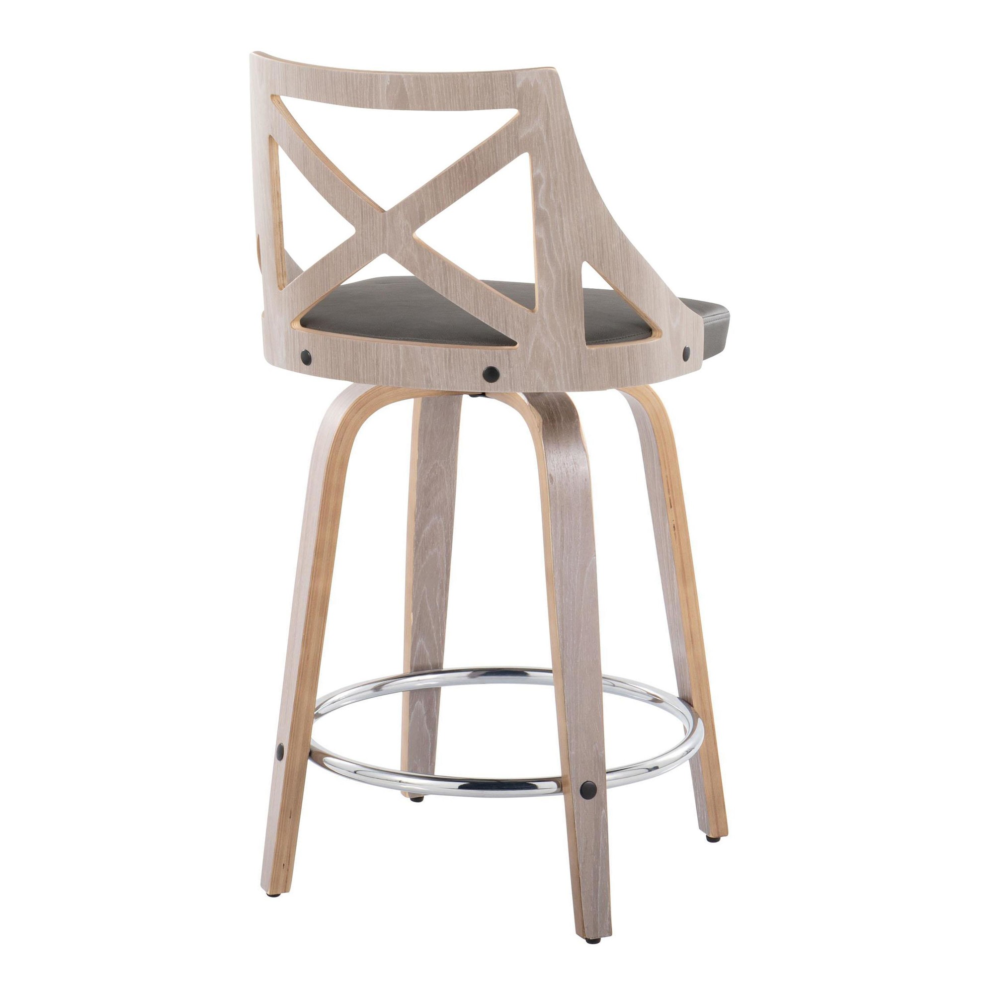 Charlotte 24 Farmhouse Light Grey Swivel Counter Stools (Set of 2) 6 Charlotte 24 Farmhouse Light Grey Swivel Counter Stools (Set of 2) - Image 6