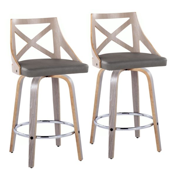 Charlotte 26 Farmhouse Light Grey Swivel Counter Stools Set of 2 2