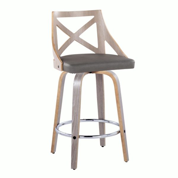 Charlotte 26 Farmhouse Light Grey Swivel Counter Stools Set of 2 3