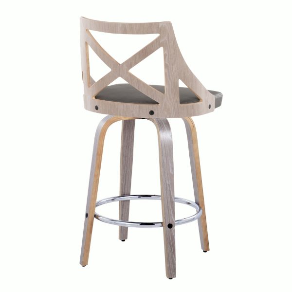 Charlotte 26 Farmhouse Light Grey Swivel Counter Stools Set of 2 5