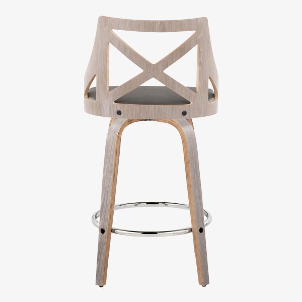 Charlotte 26 Farmhouse Light Grey Swivel Counter Stools Set of 2 6