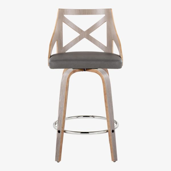 Charlotte 26 Farmhouse Light Grey Swivel Counter Stools Set of 2 7