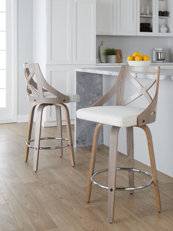 Charlotte 26 Farmhouse Swivel Counter Stools Light Grey Set of 2 1