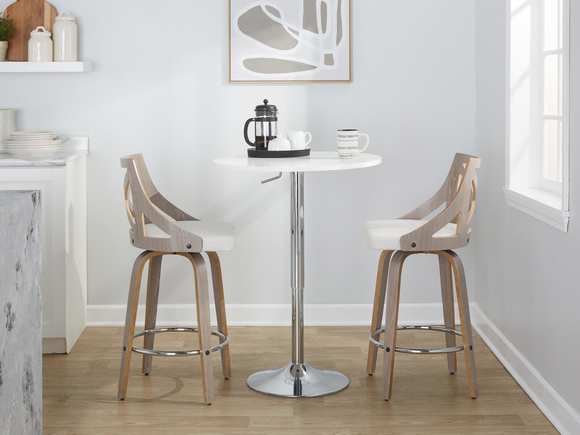 Charlotte 26 Farmhouse Swivel Counter Stools Light Grey (Set of 2) 4 Charlotte 26 Farmhouse Swivel Counter Stools Light Grey (Set of 2) - Image 4